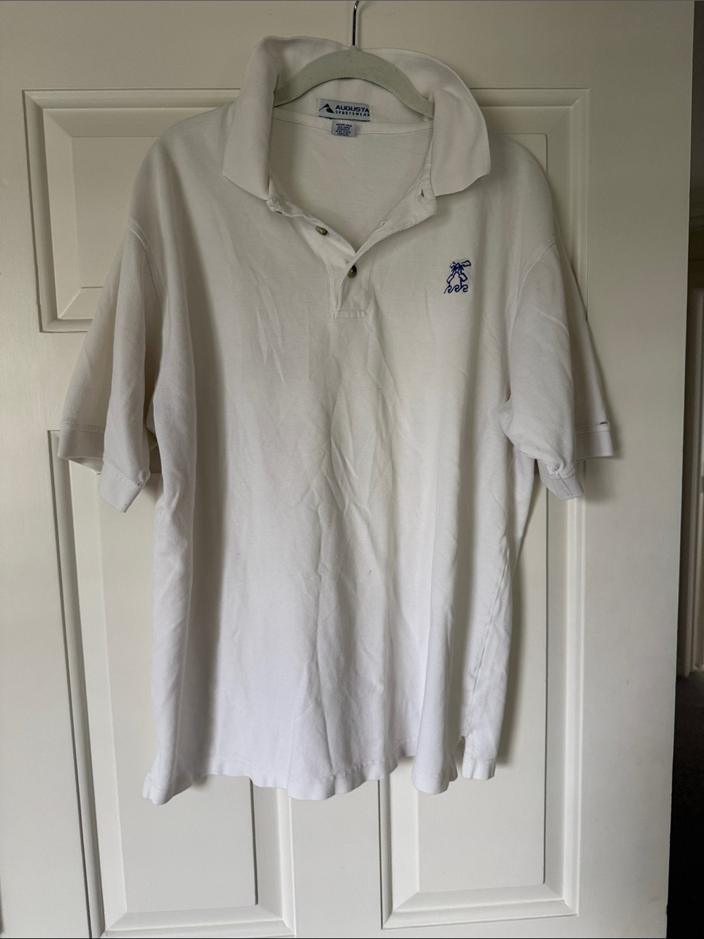 Augusta Sportswear White Polo with Small Blue Embroidered Logo